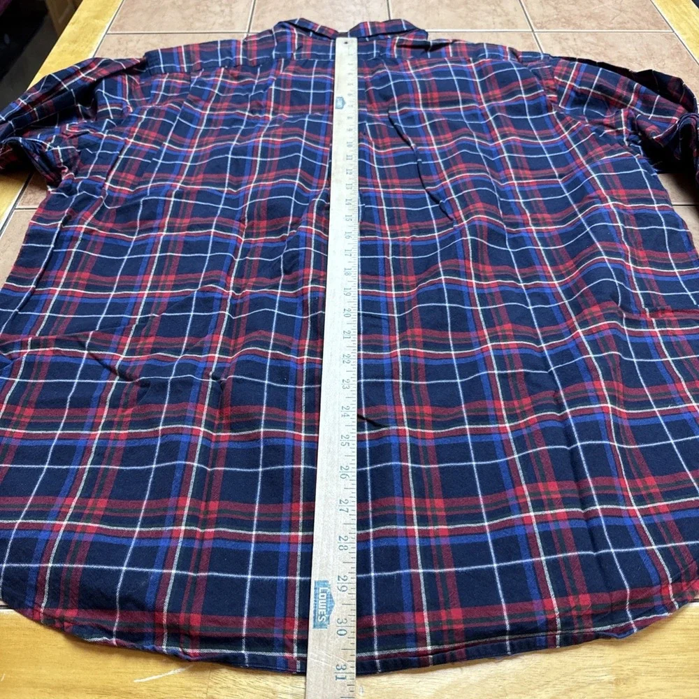 Polo Ralph Lauren Mens XXL Classic Fit Red Blue Plaid Cotton Flannel Button Down